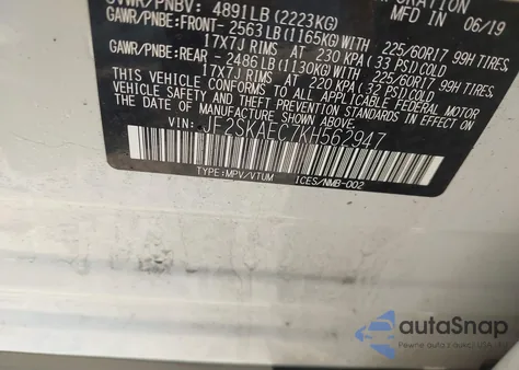 2019 Subaru Forester Premium из США, поврежденный, VIN JF2SKAEC7KH562947